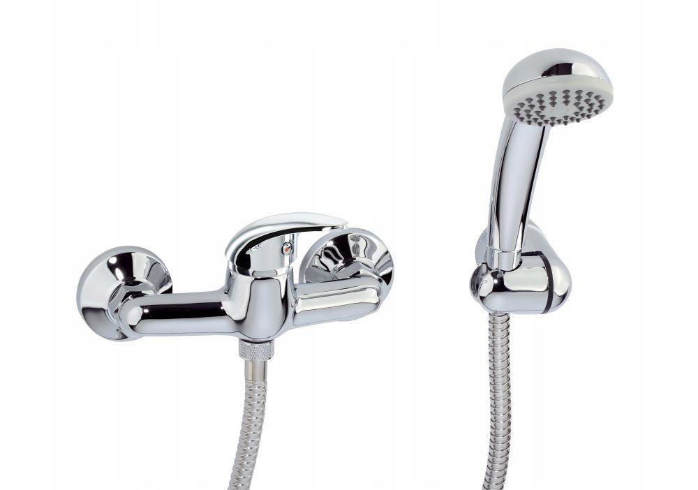 Bateria prysznicowa Alba ścienna dwuotworowa z akcesoriami chrom