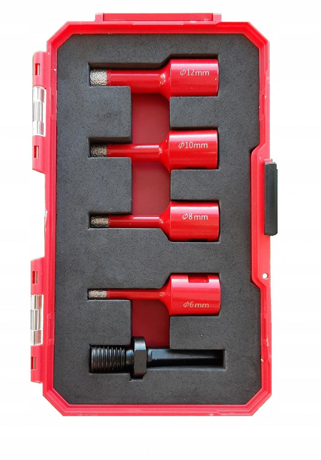 Zestaw otwornic diamentowych M14 6, 8, 10, 12mm adapter M14/HEX max 12000 o