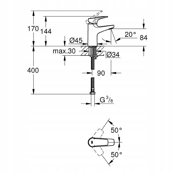 Bateria umywalkowa stojąca GROHE BauFlow 1-uchwytowa mosiężna DN 15 chrom
