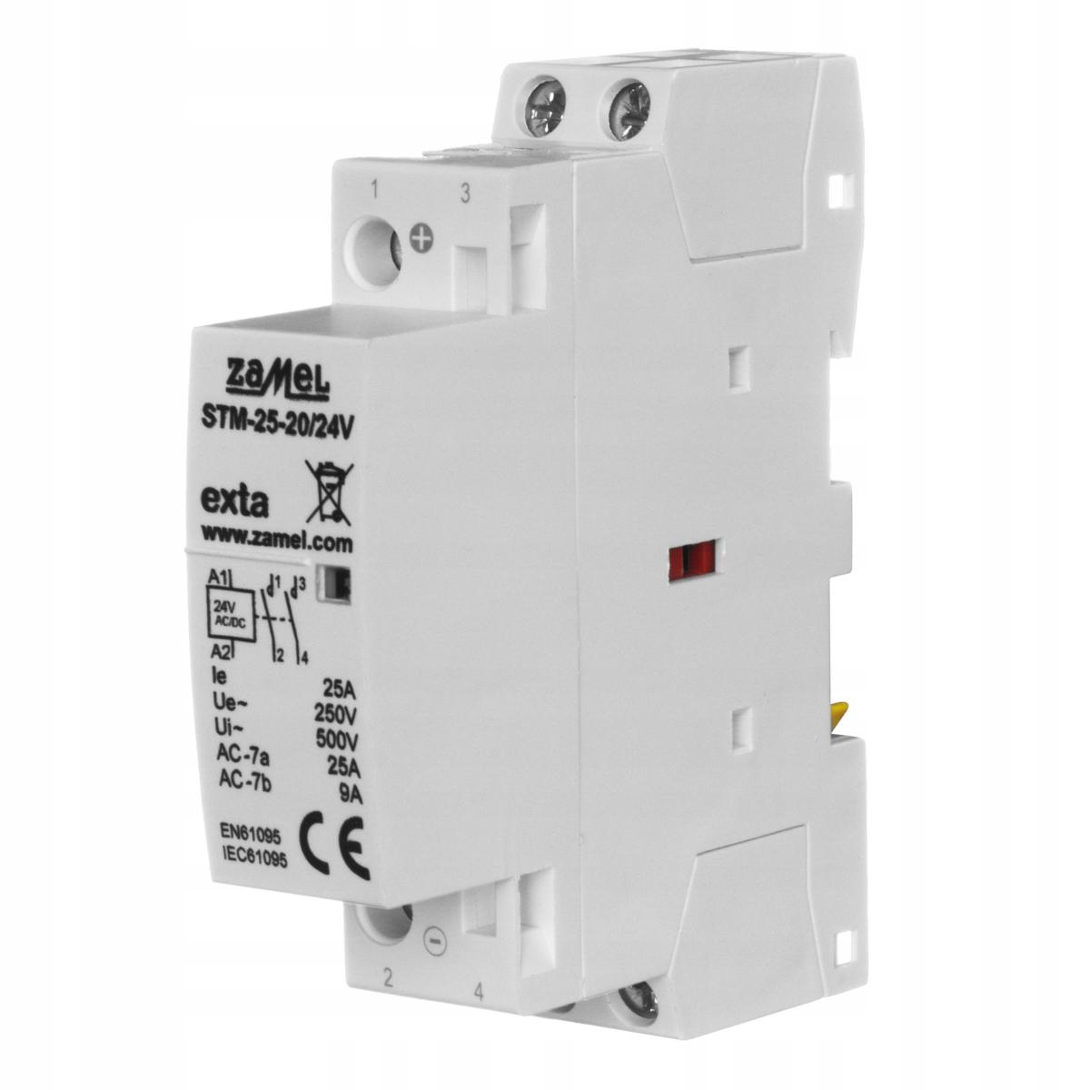 ZAMEL Stycznik modułowy instalacyjny 25A, 2xNO, 24V AC/DC STM-25-20/24V