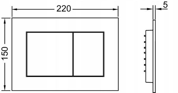 Przycisk spłukujący TECE now z tworz do WC czarny połysk 220x150x5 mm
