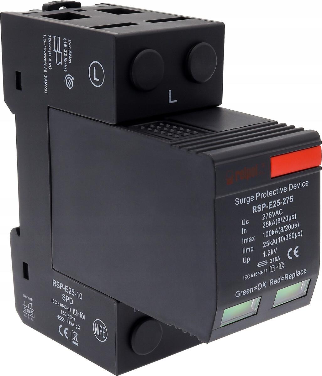Ogranicznik przepięć typ T1+T2, 1 biegun, 230V AC, Iimp: 25kA (10/350), Ima