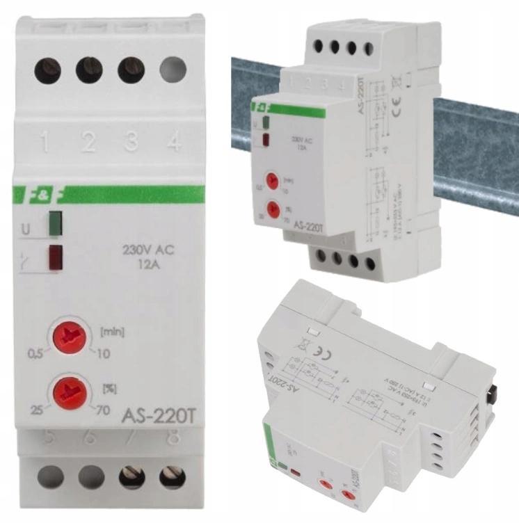 Automat schodowy do LED 230V AC z sygnalizacją wyłączenie i przeciwblokadą.