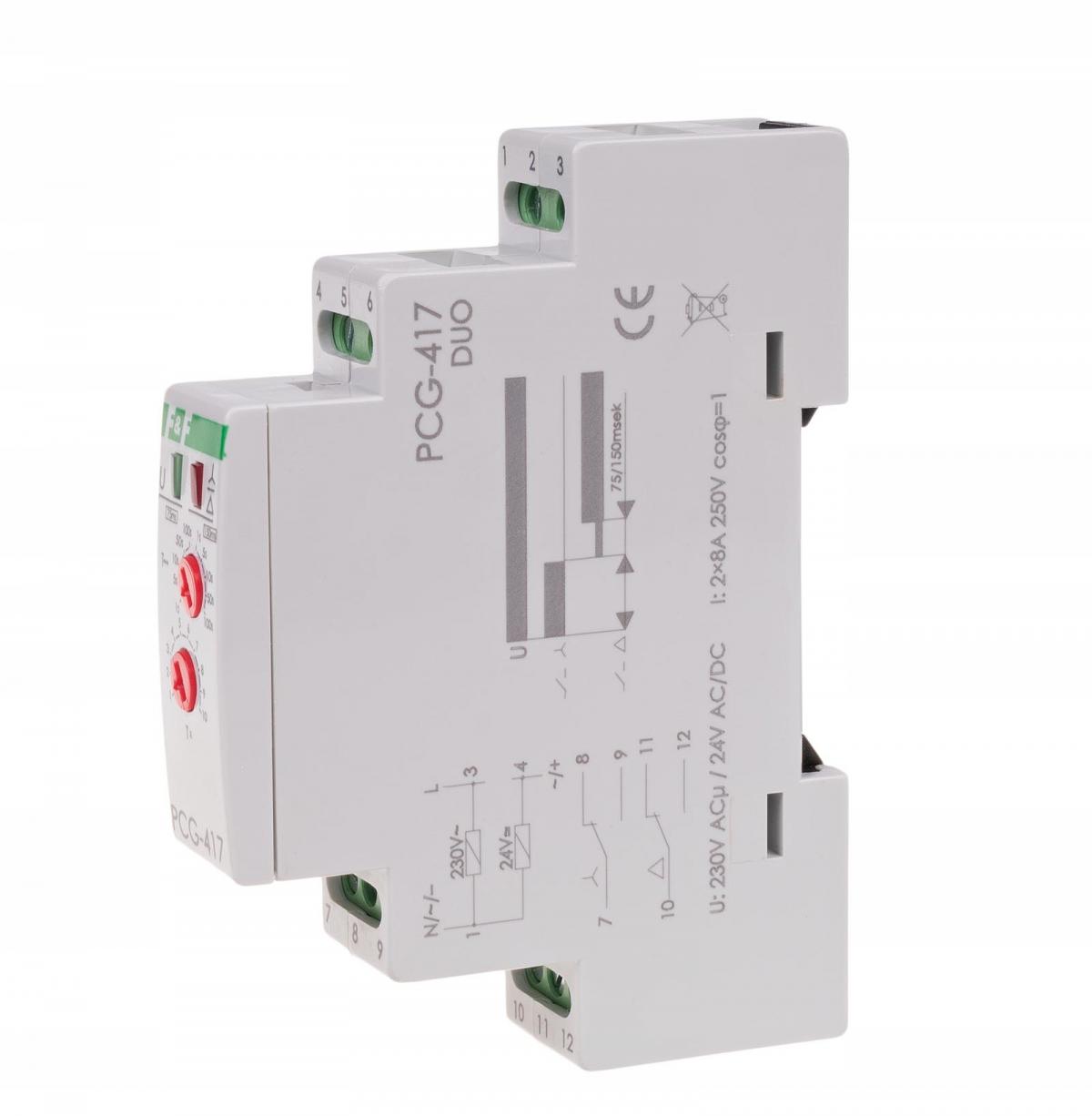 Sterownik czasowy PCG-417 gwiazda - trójkąt, styki: 1P,I=10A, 230VAC i 24V