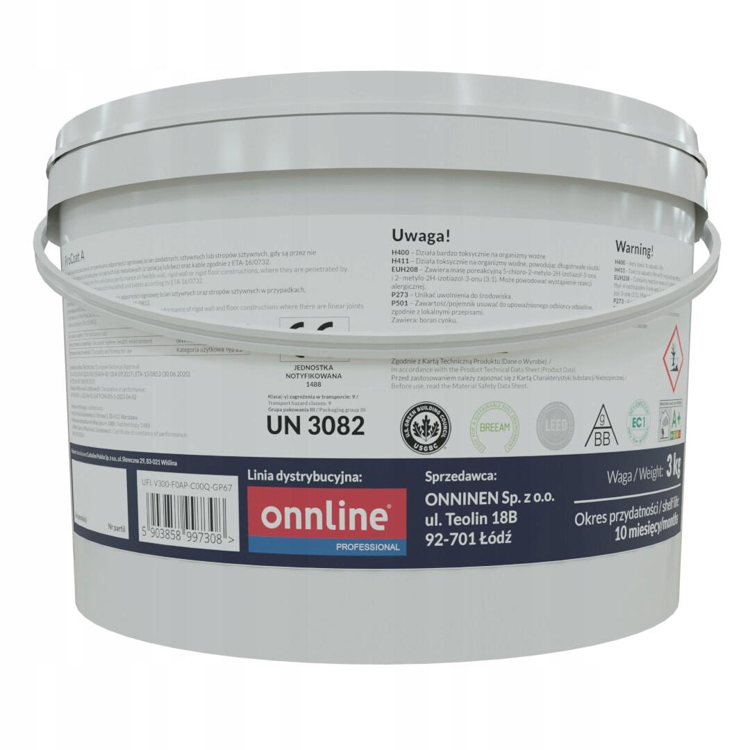 Pasta ogniochronna PiroCoat A, opakowanie handlowe 3kg PIROSYSTEM_ONNLINE