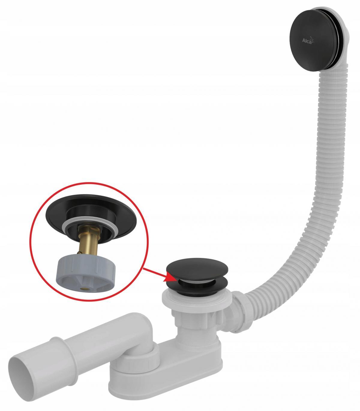 ALCADRAIN Syfon wannowy ALCA z korkiem clik-clak czarny-mat