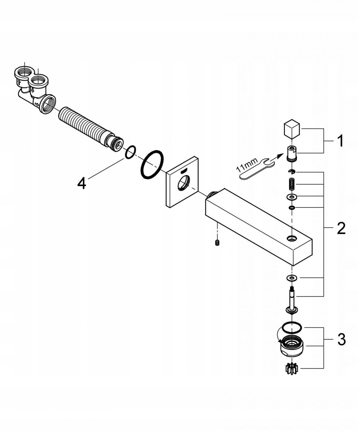 GROHE Wylewka wannowa ścienna GROHE Eurocube 1-otworowa mosiężna chrom