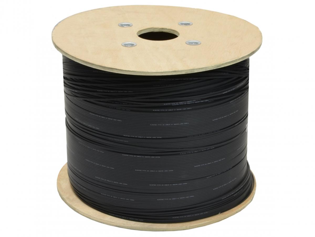 A-LAN Kabel światłowodowy FTTH płaski SM 2J 9/125 LSOH czarny - ALANTEC