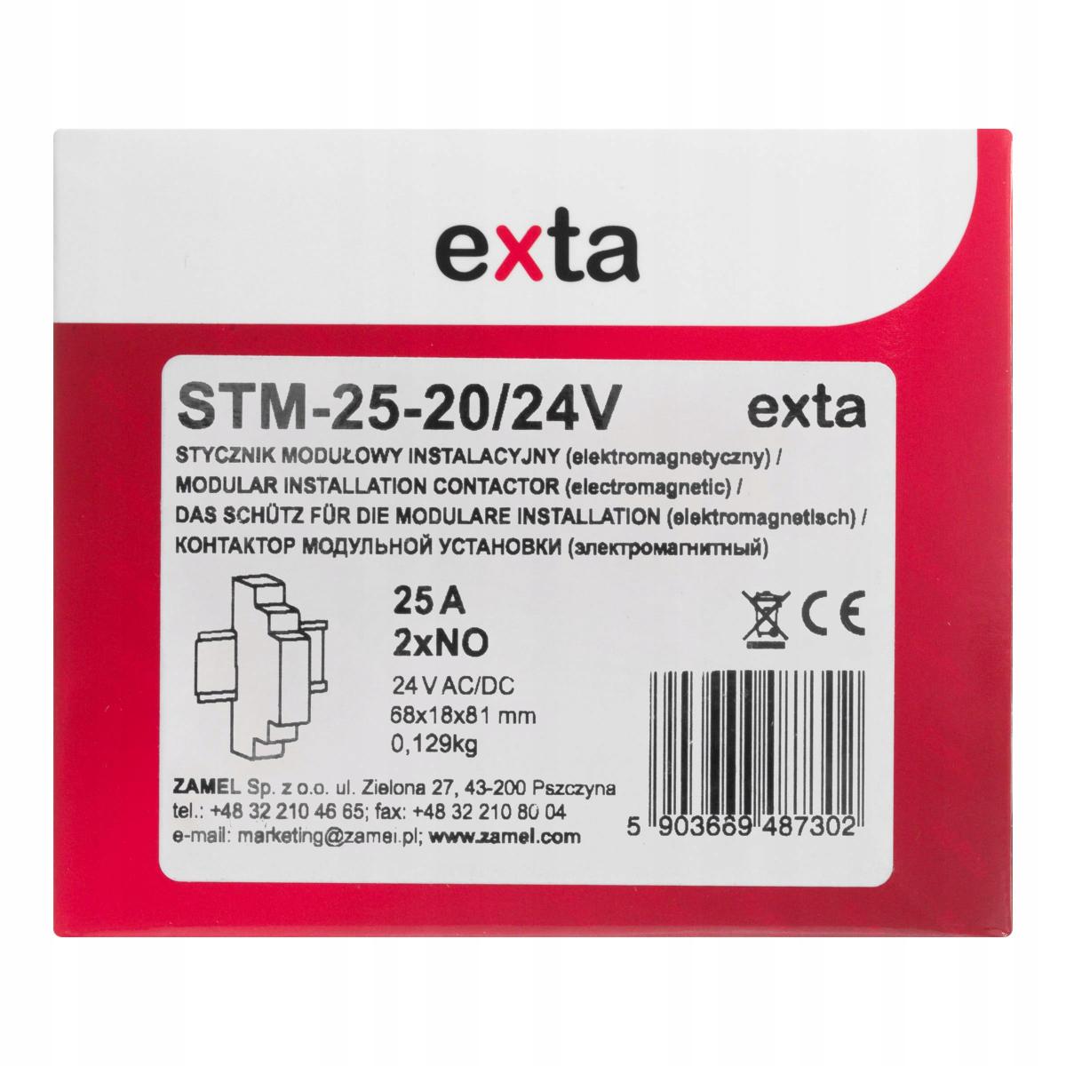 ZAMEL Stycznik modułowy instalacyjny 25A, 2xNO, 24V AC/DC STM-25-20/24V