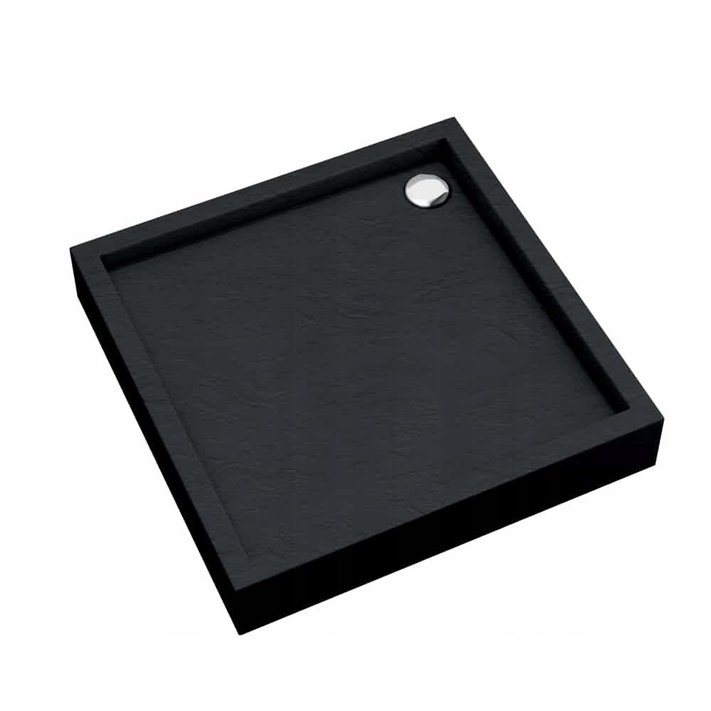 Brodzik akryl Medium z podbudową Stabilsound i panelem Black Stone 90x90