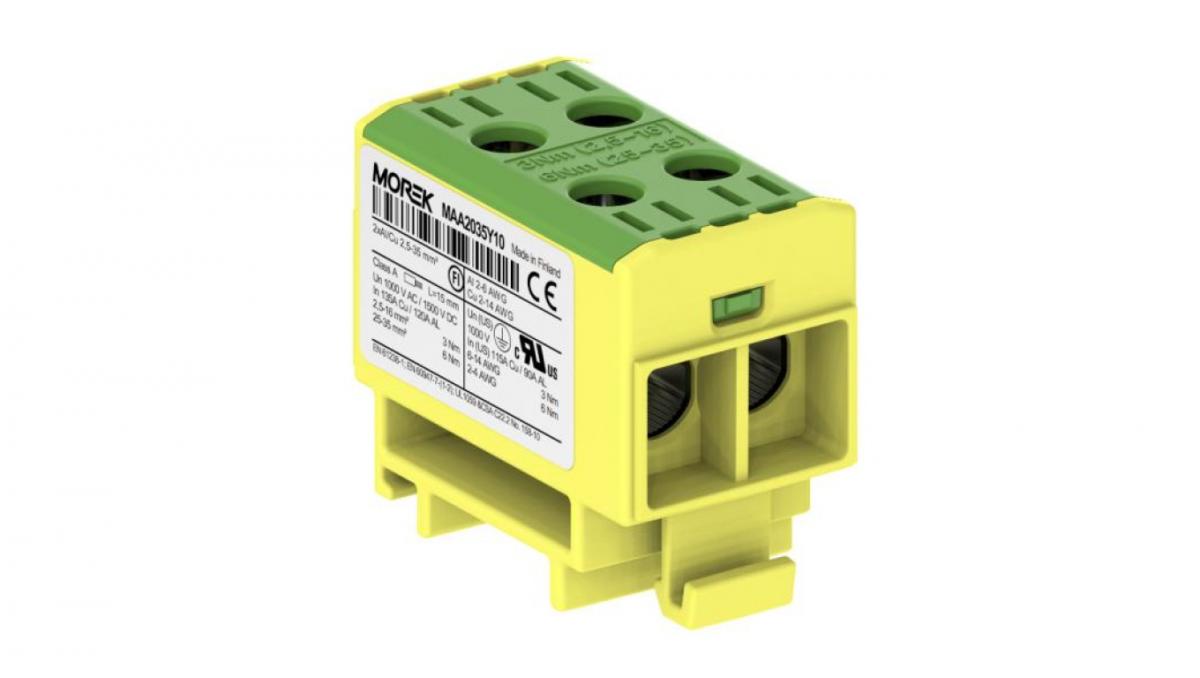 Złączka OTL35-2 żółto-zielony 2xAl/Cu 2,5-35mm2 1000V AC/1500V DC, zacisk u