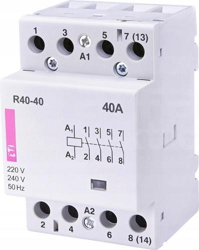 Stycznik modułowy 40A 4 styki zwierne (3 moduły 4biegunowy) R 40-40 230V