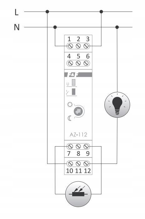 Automat zmierzchowy AZ-112-LED z zewnętrzną sondą, przekaźnik InRush16 A (1