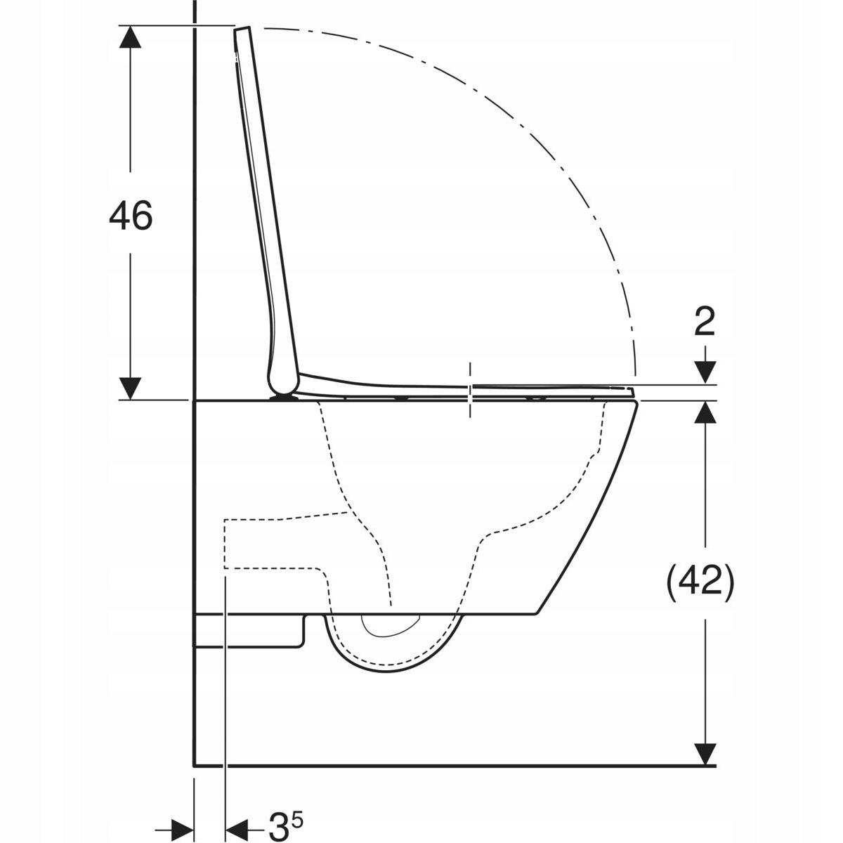Zestaw wiszącej miski WC Smyle Square lejowa, B35.5 cm, H37.5 cm, T54 cm, u