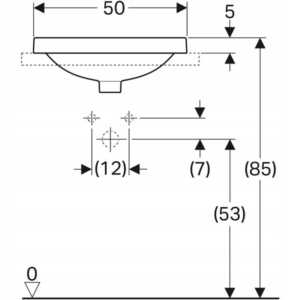 Umywalka Variform wpuszczana w blat, owalna, B50 cm, H17.8 cm, T45 cm, z pr