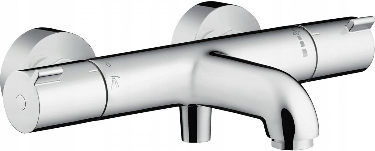 Bateria wannowo-prysznicowa dwuuchwytowa ścienna Hansgrohe Ecostat srebrny