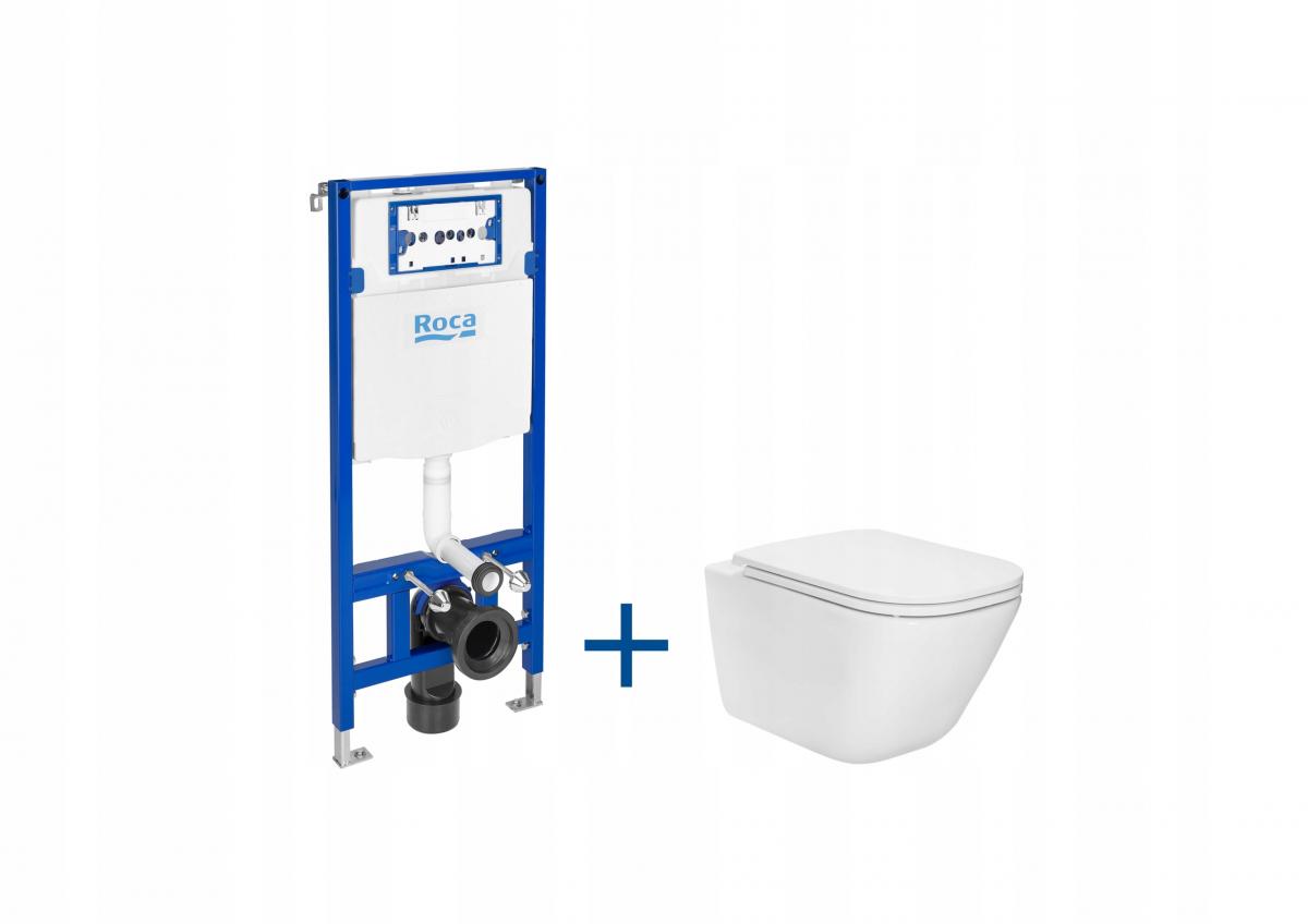 ROCA Zestaw podtynkowy stelaż Duplo One + miska WC GAP SQUARE + deska