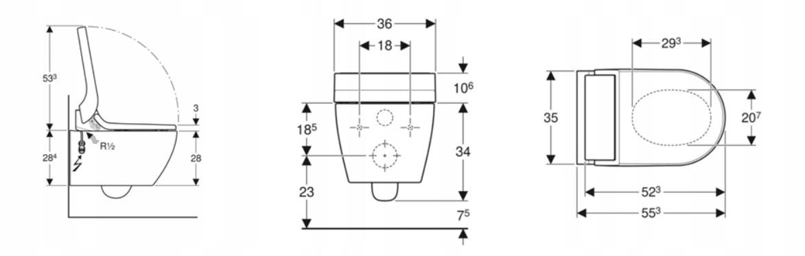 Urządzenie WC GEBERIT AquaClean Tuma Comfort 36 x 55.3 x 34 cm biały alpin