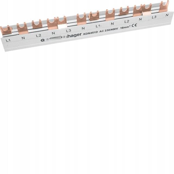 HAGER Szyna grzebieniowa widełkowa pozioma 2P 16 mm2 do RCCB 2P 12M