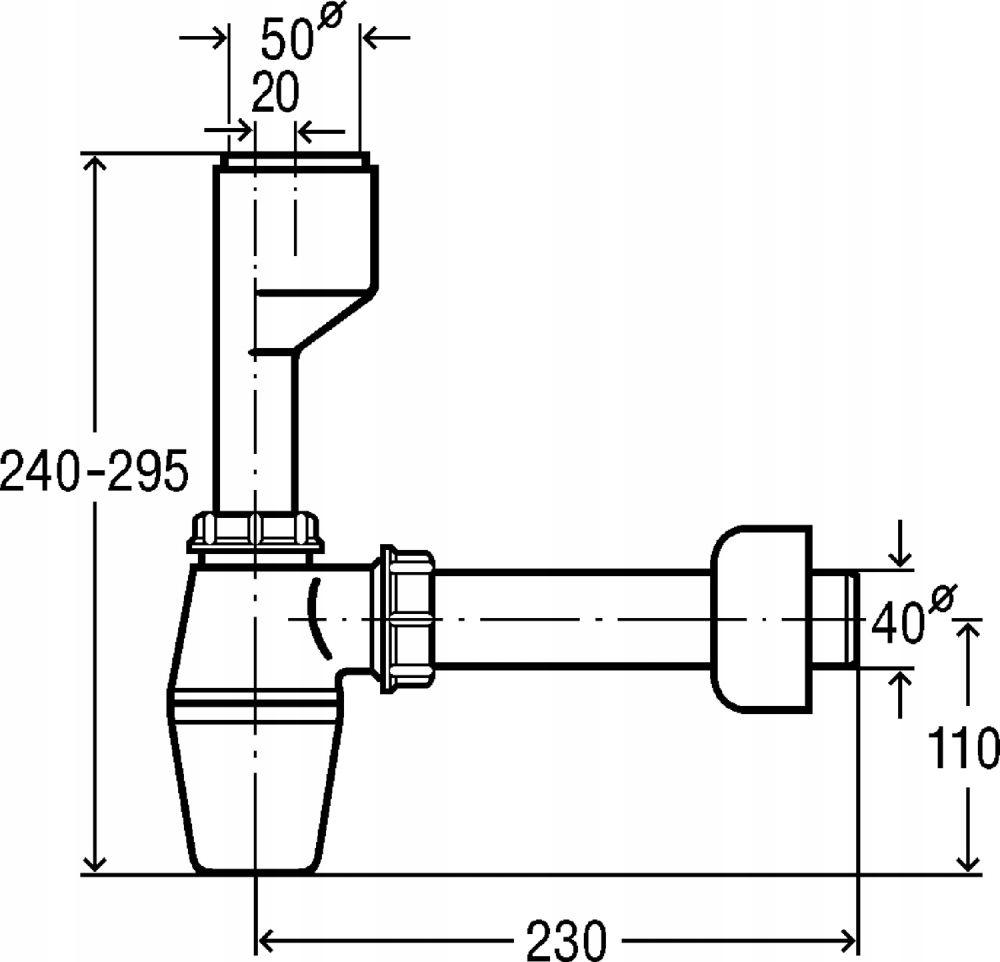 Syfon do pisuaru butelkowy 50 x 40 tworzywo sztuczne / biały