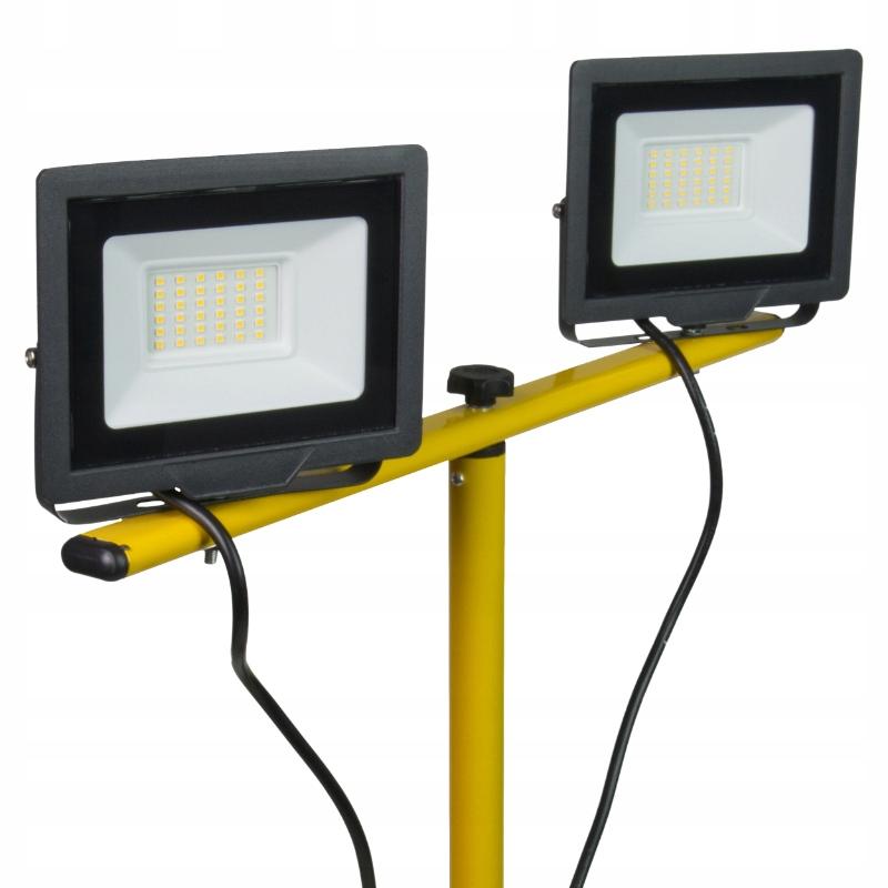 Naświetlacz LED na statywie, 2x50W, 7000lm, barwa 4000K, stopień ochrony IP
