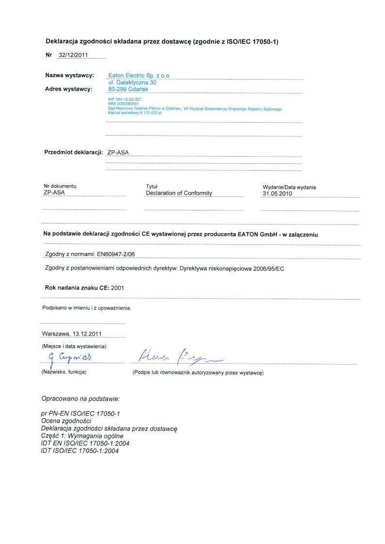 EATON Wyzwalacz wzrostowy ZP-ASA/24