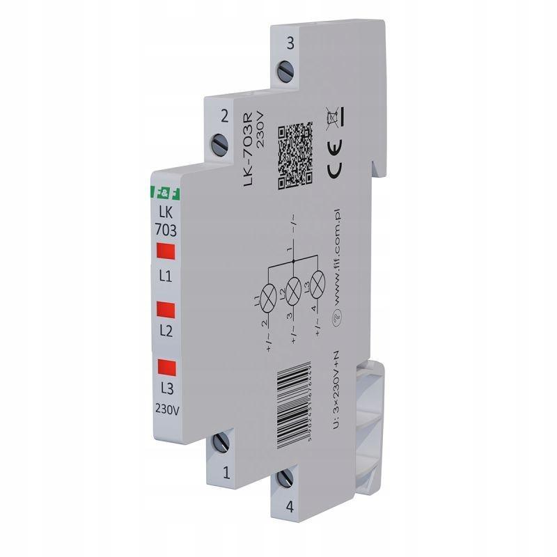 F&F Lampka kontrolna zasilania LK-703R 1/3S 3x230V 3xLED czerwona
