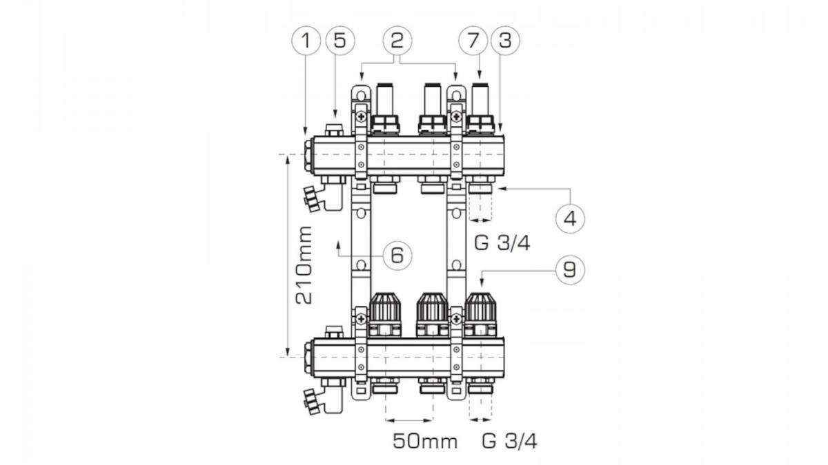 Rozdzielacz 9-ob FERRO RED zawory odcinające