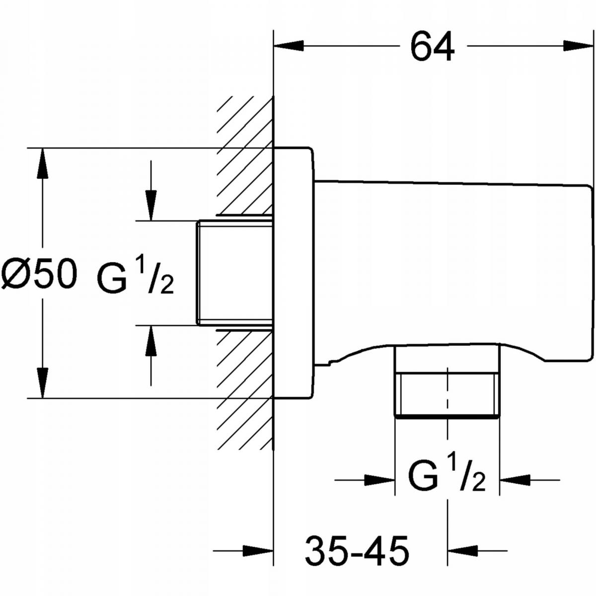 GROHE Kolano przyłączeniowe ścienne GROHE Rainshower DN 15 chrom