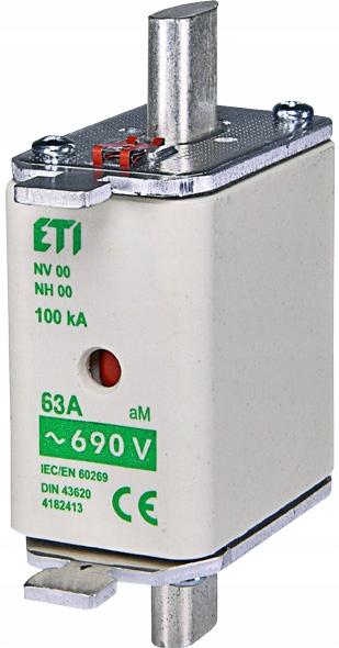 ETI Wkładka topikowa przemysłowa - silnikowa KOMBI NH00 AM 100A/690V