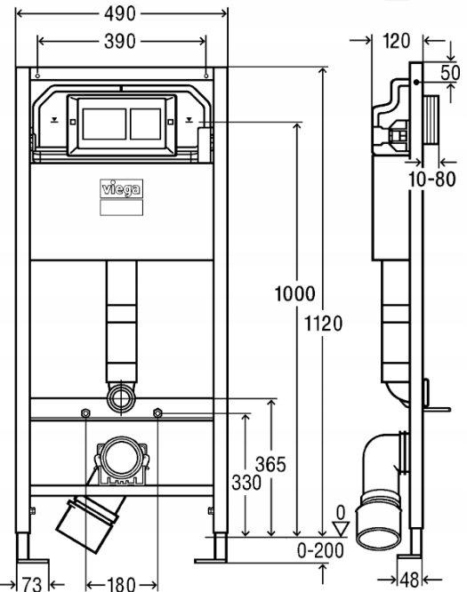 Stelaż do WC VIEGA Prevista Dry 8524 Stelaż + mocowanie + przycisk