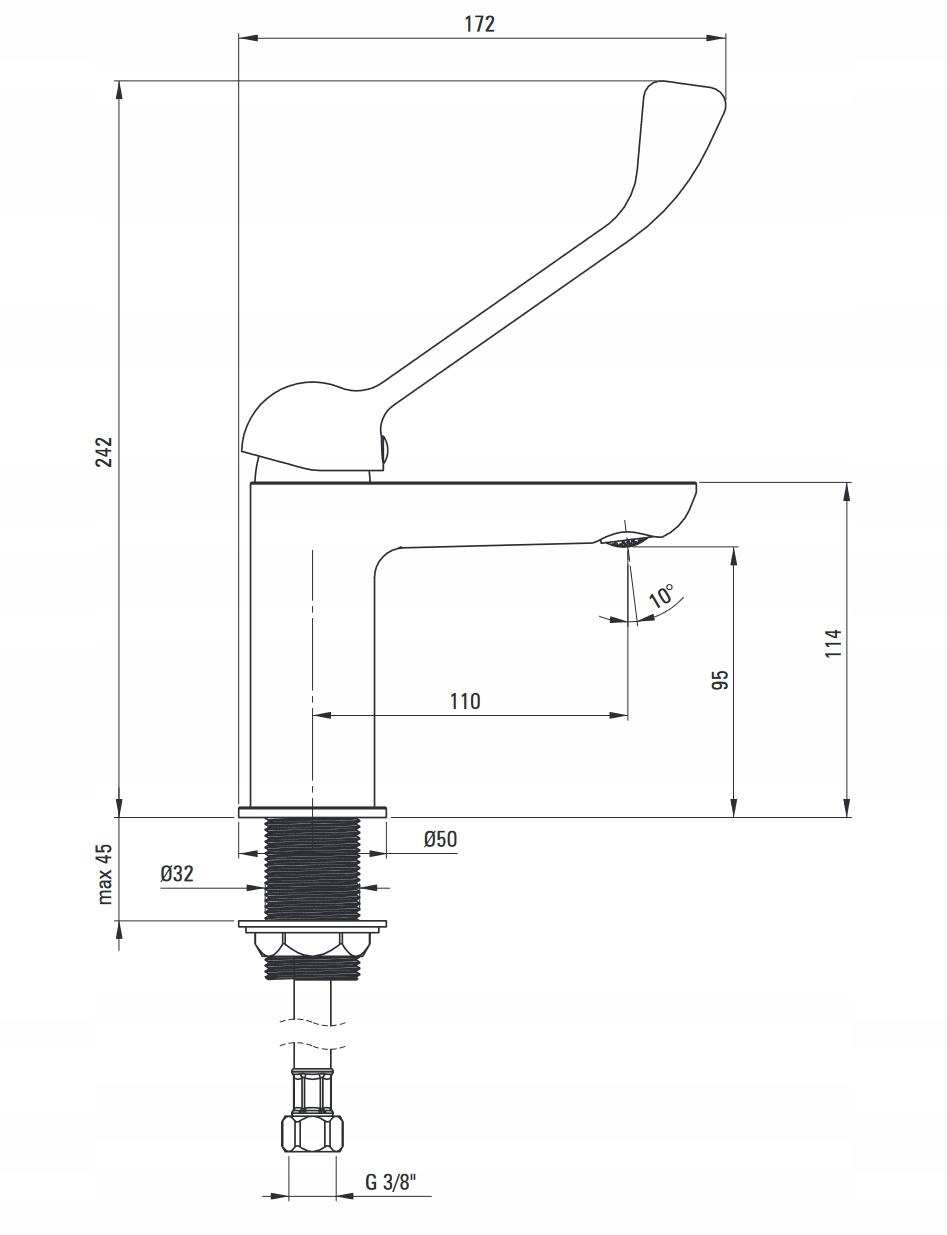 DEANTE Bateria umywalkowa Alpinia z dźwignią Clinic chrom BGA 020C 48h