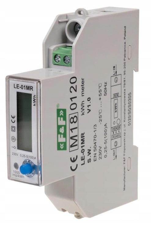 Jednofazowy licznik zużycia energii czynnej, biernej, Modbus RTU, wielotary