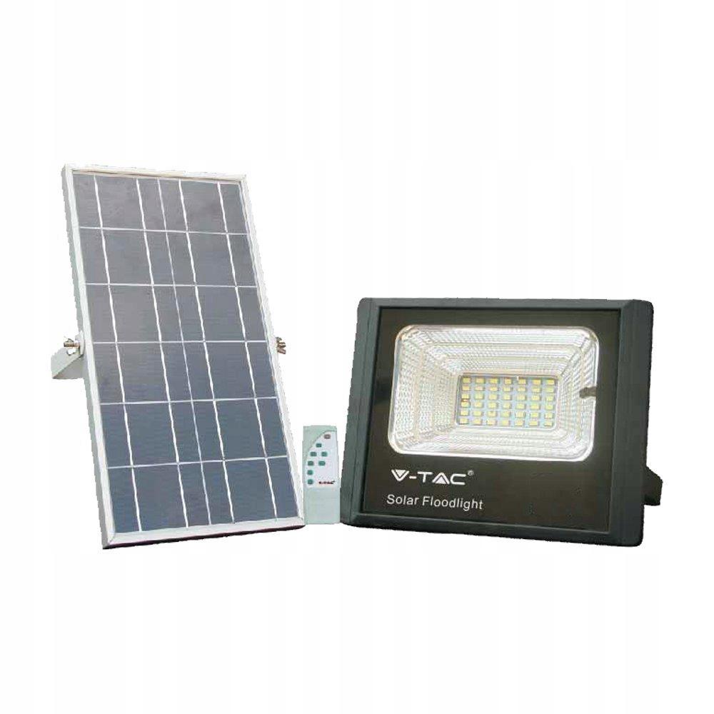 Projektor LED Solarny V-TAC 12W Czarny IP65, Pilot, Timer VT-25W 4000K 550l