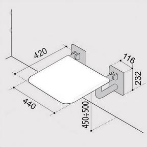 EKOTECH Siedzisko prysznicowe unoszone Inox 48h