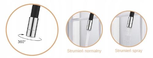 INVENA BATERIA ZLEWOZMYW KSANTI Z RUCHOMĄ, 2F WYLEWKA, CHROM / CZARNY