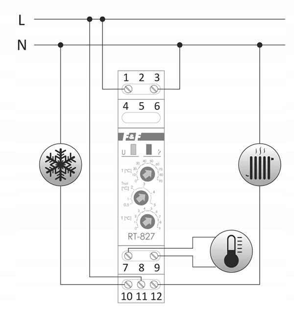 F&F Regulator temperatury w zakresie od -4 do +5 st.C, I=16A, 1moduł