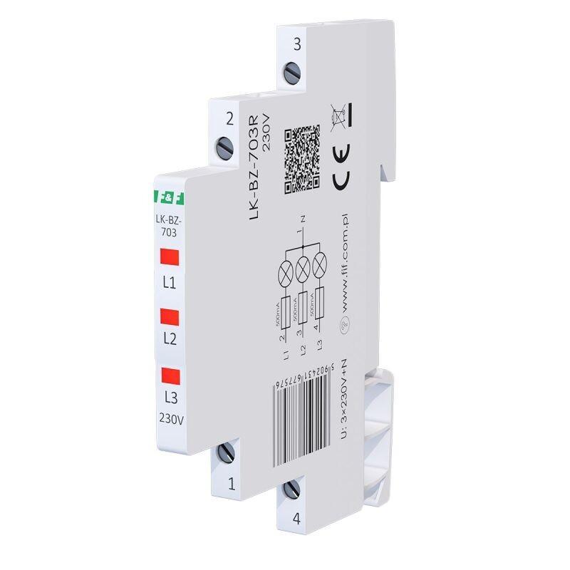 Lampka kontrolna zasilania z zabezpieczeniem LK-BZ-703R 1/3S 3X230V 3xLED C