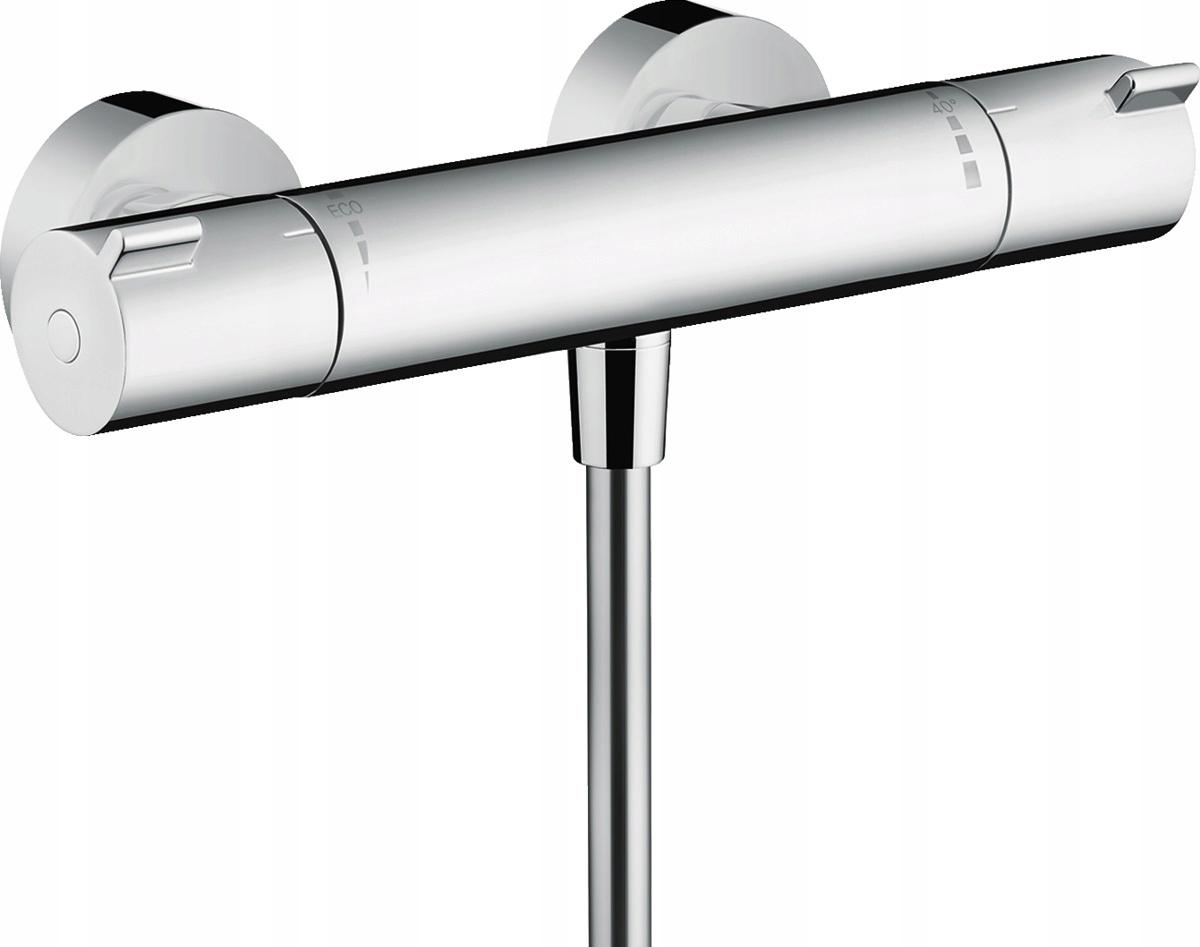 Bateria wannowo-prysznicowa dwuuchwytowa ścienna Hansgrohe Ecostat srebrny