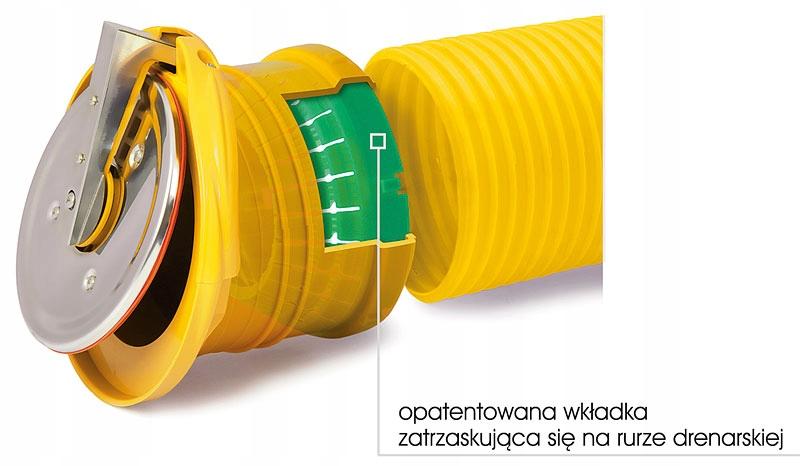 Zasuwa burzowa PP DN 72-100 drenarska Typ 0 końcowa o złączu uniwersalnym