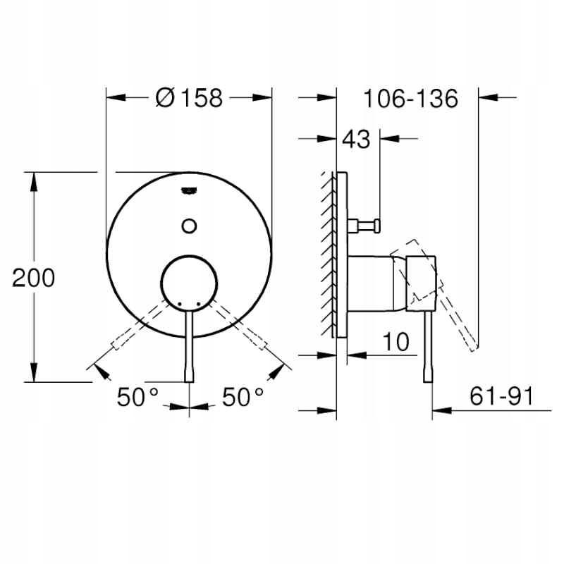 GROHE Bateria Essence jednouchwytowa doi dwóch wyjść wody hard graphite