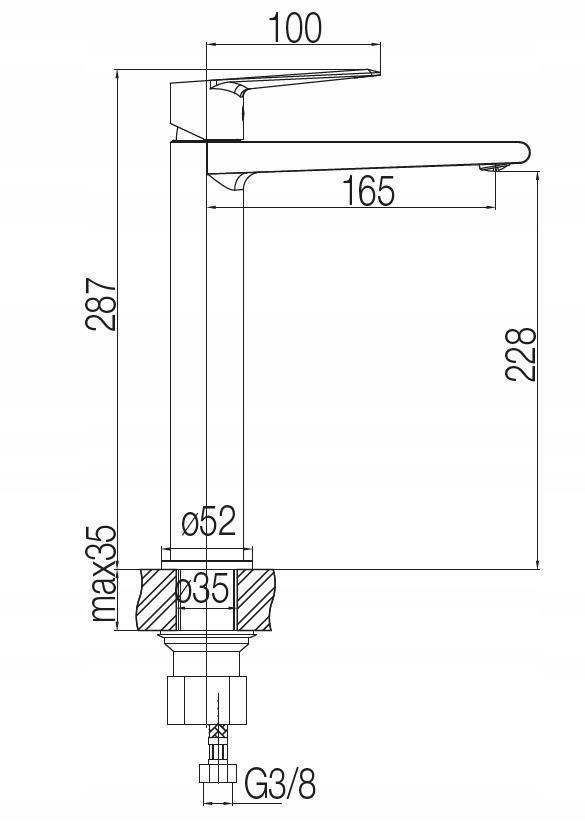 ESTO BLACK Bateria umywalkowa stojąca, nablatowa, wysoka