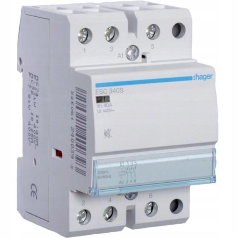 HAGER Stycznik cichy 230VAC 3NO 40A AC-7a/b