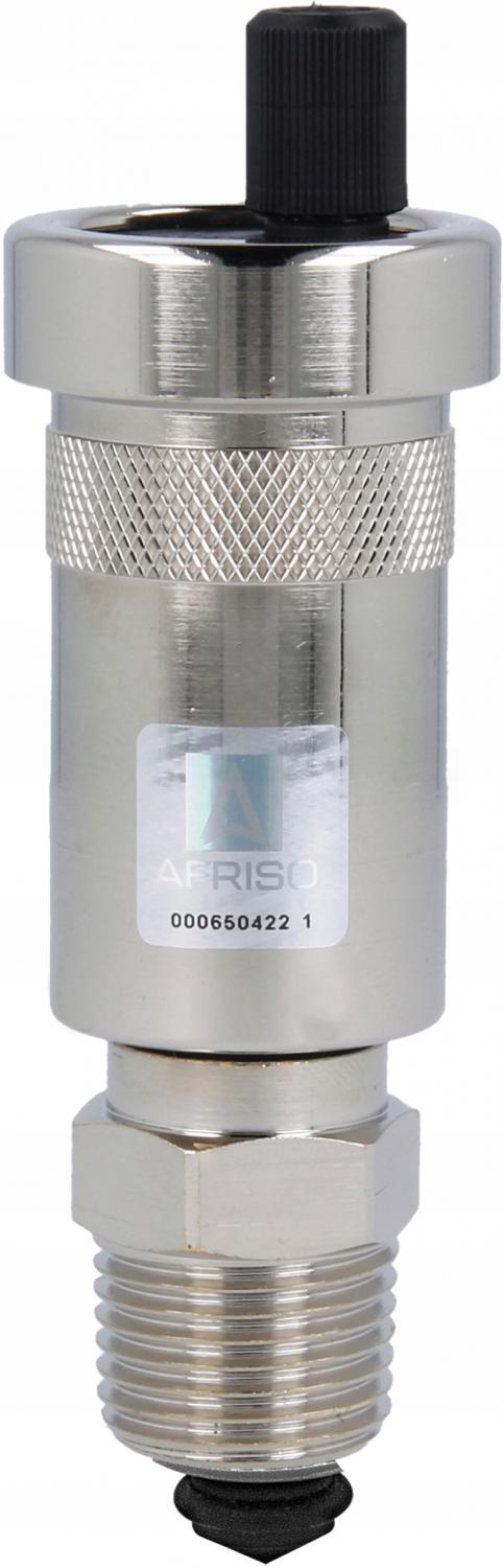 Odpowietrznik automatyczny pionowy, z zaworem stopowym 1/2 GZ, niklowany