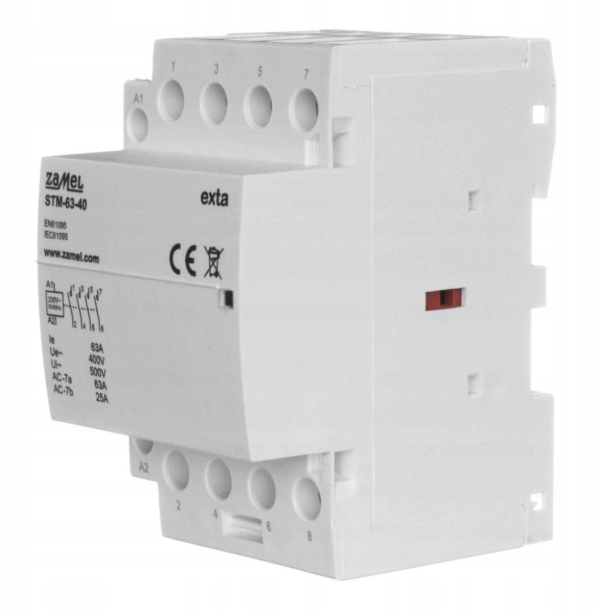 ZAMEL Stycznik modułowy instalacyjny 63A, 4xNO, 230V AC STM-63-40