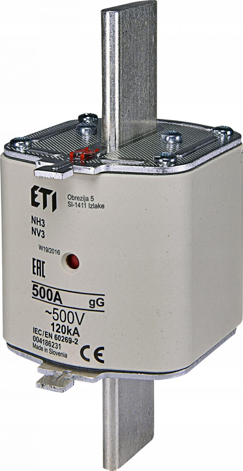 ETI Wkładka topikowa przemysłowa zwłoczna KOMBI NH3 gG 500A/500V