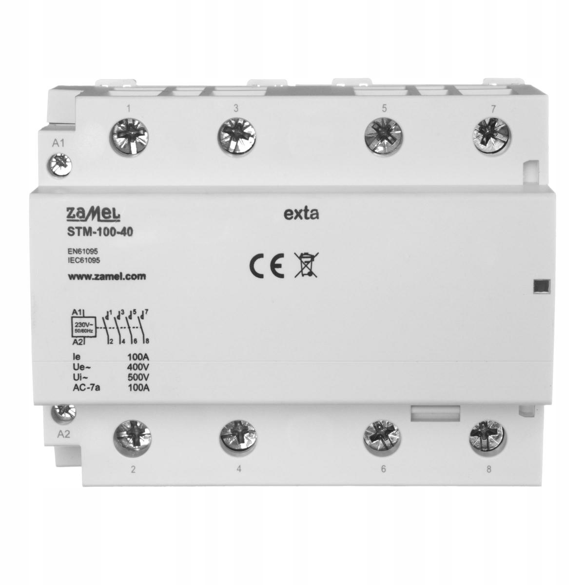 ZAMEL Stycznik modułowy instalacyjny 100A, 4xNO, 230V AC STM-100-40
