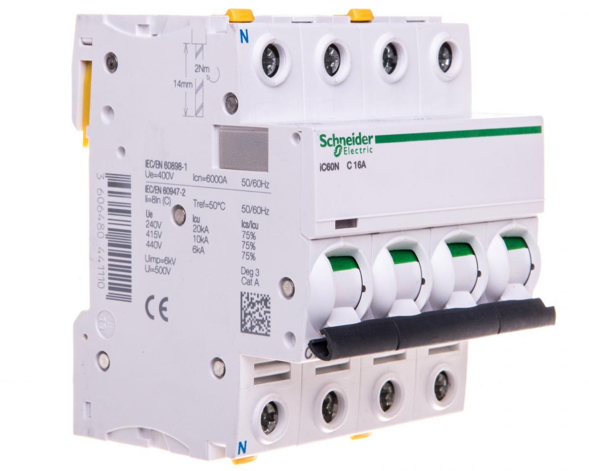 SCHNEIDER ELECTRIC Wyłącznik nadprądowy iC60N-C16-3N C 16A 3N-biegunowy