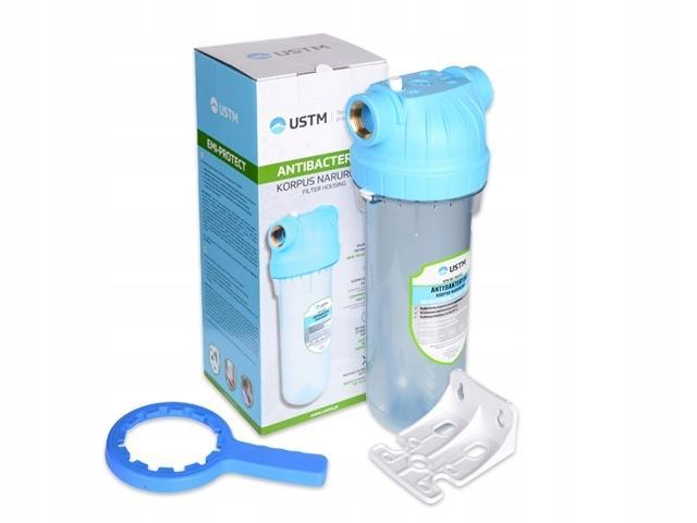 Korpus antybakteryjny 10 z przyłączem 1 + płytka + klucz + wkręty