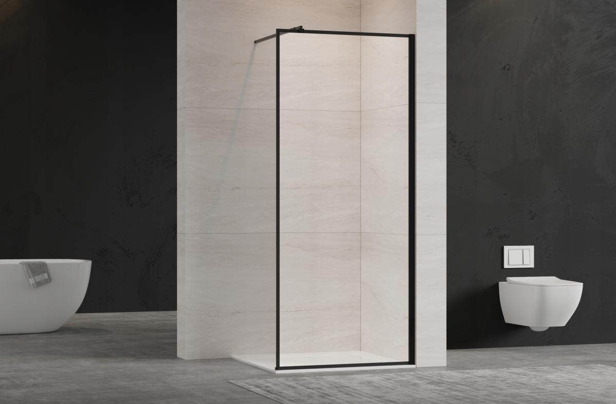 INVENA KABINA WALK-IN II 110X200CM RAMKA 8MM SHINY-GLASS CZARNY